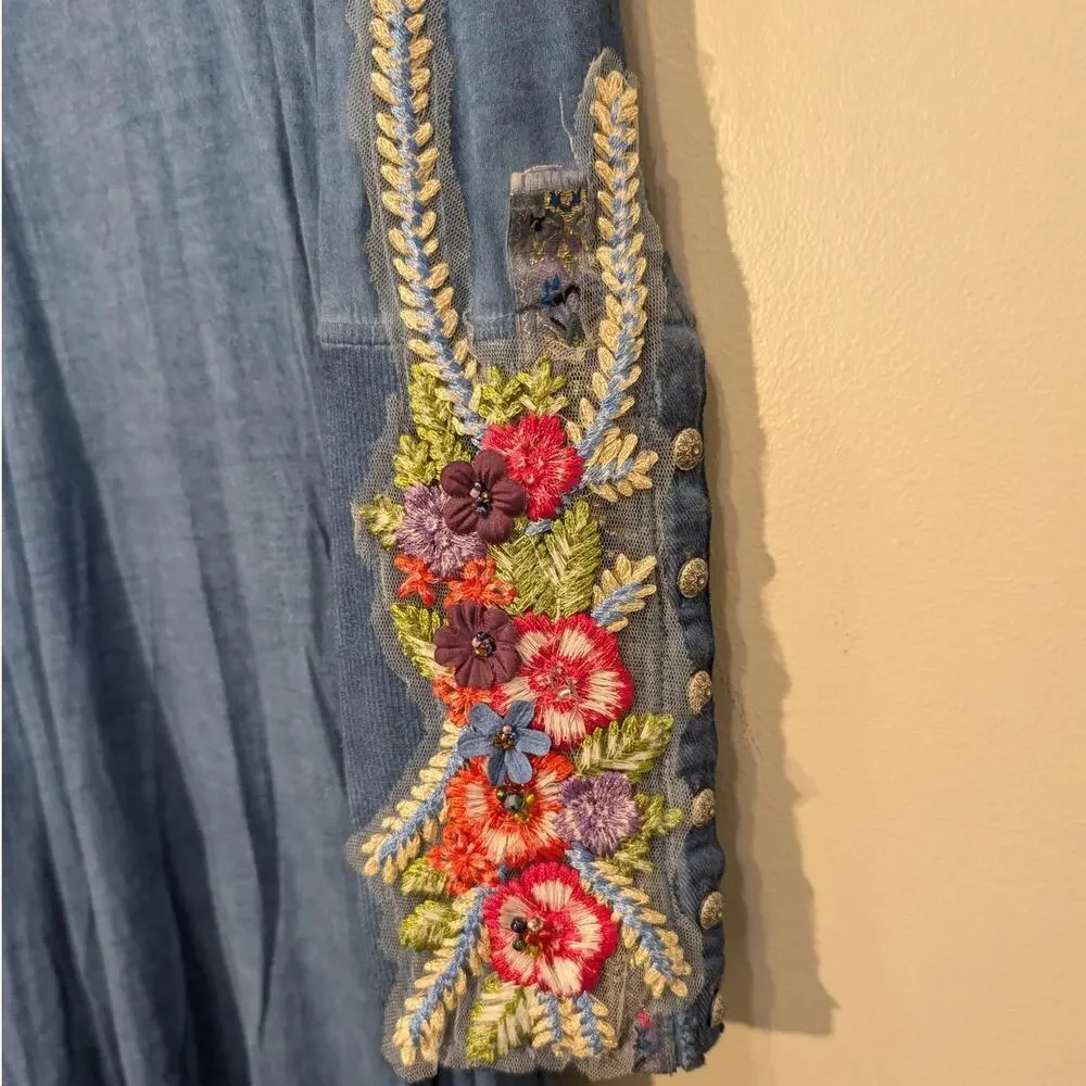 Soft Surroundings Ava Maxi Dress Saxony Blue Boho Lagenlook Coastal - XSize S - Picture 6 of 8